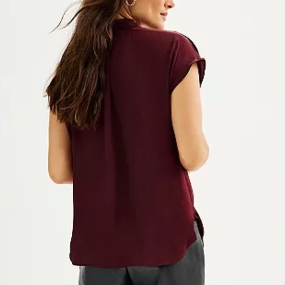 NINE WEST Short Sleeve Maddie Plum Blouse - Picture 3 of 7